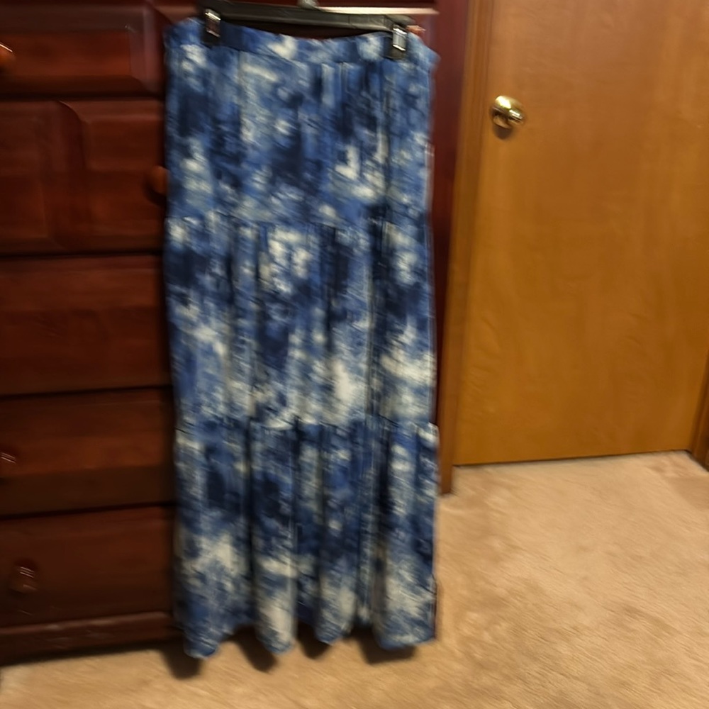 Blue and white Poppy skirt from Lularoe